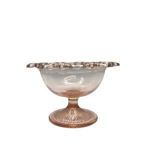 Anchor Hocking Old Colony Open Lace Edge Pink Sherbet Footed Bowl Dessert